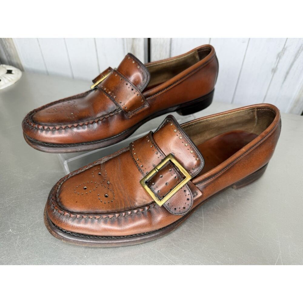 VTG GH Bass Mens 8 Weejuns Cognac Leather Loafer Shoes Buckle Women’s 9/9.5